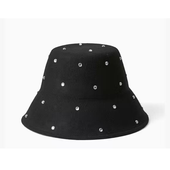 kate spade Accessories - Kate Spade New York Rhinestone Embellished Cloche Bucket Hat in Black